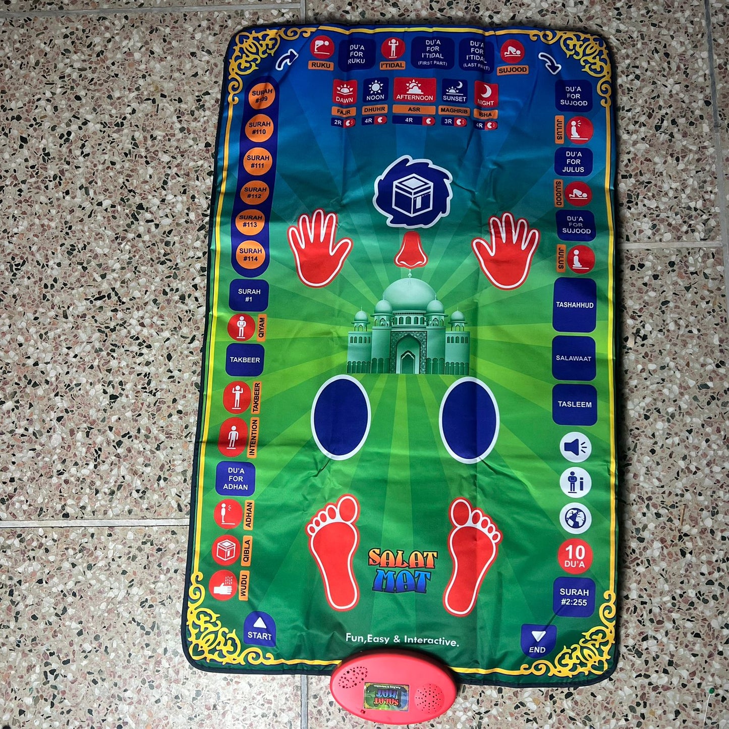 Digital Kids Prayer Mat with FREE Salah Tracker Premium Cap & Tasbeeh Gift ๐
