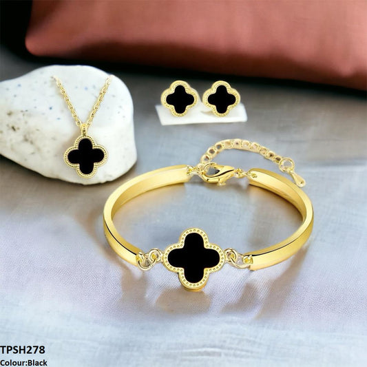 TPSH278 ZXS Painted Clover Pendant Set - CPSH