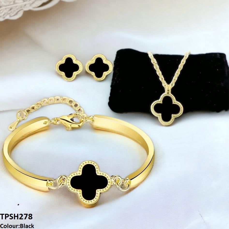 TPSH278 ZXS Painted Clover Pendant Set - CPSH