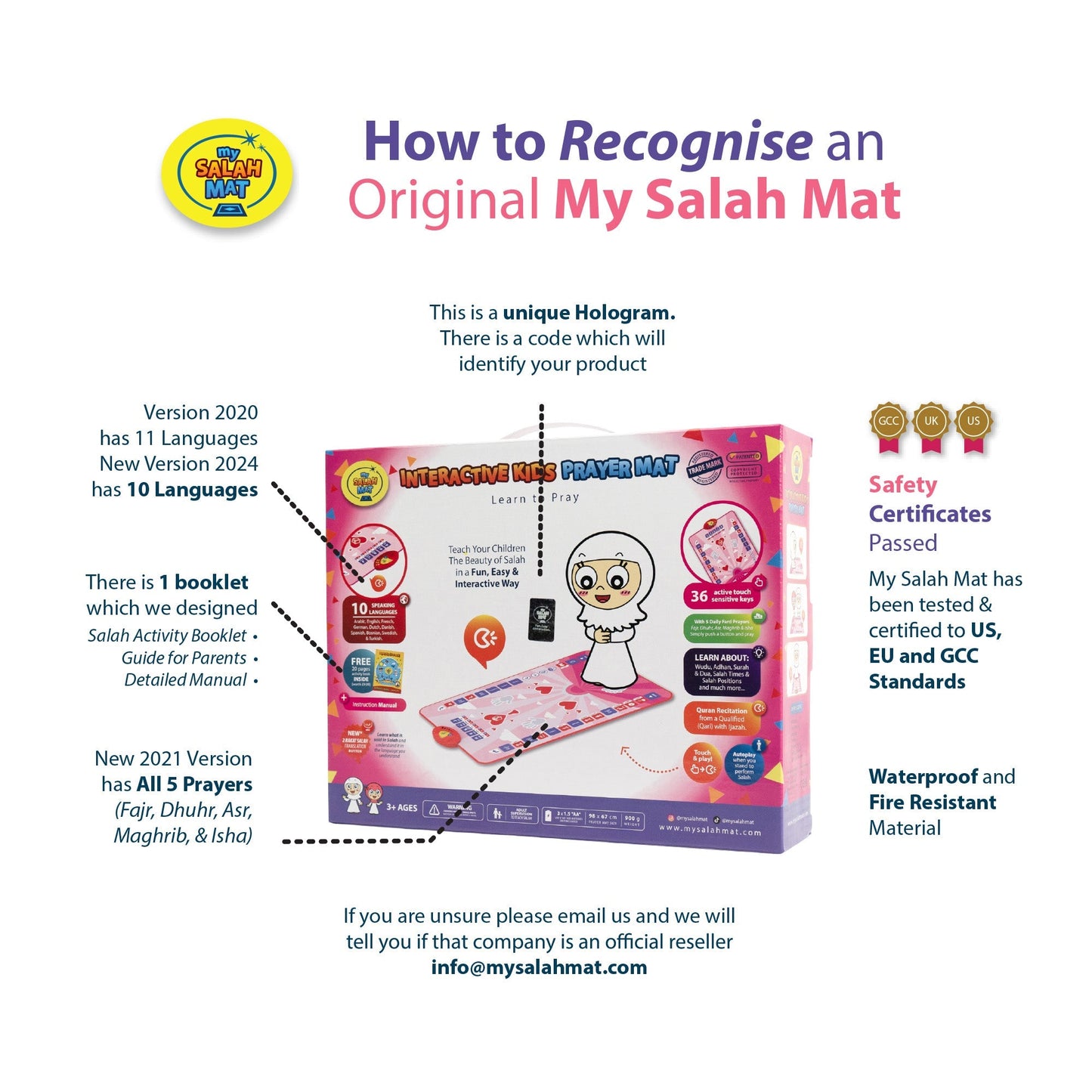 Smart Interactive Kids Prayer Mat Pink Version |  Now with Salah Translation | A beautiful Ramadan and Eid gift for loved ones