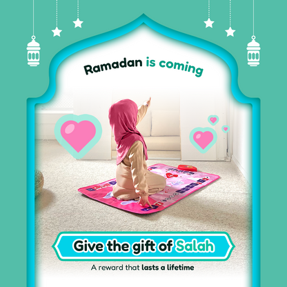 Smart Interactive Kids Prayer Mat Pink Version |  Now with Salah Translation | A beautiful Ramadan and Eid gift for loved ones