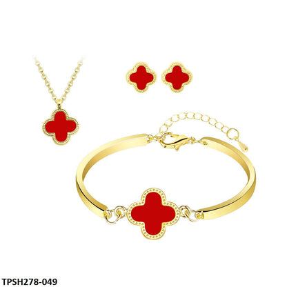 TPSH278 ZXS Painted Clover Pendant Set - CPSH