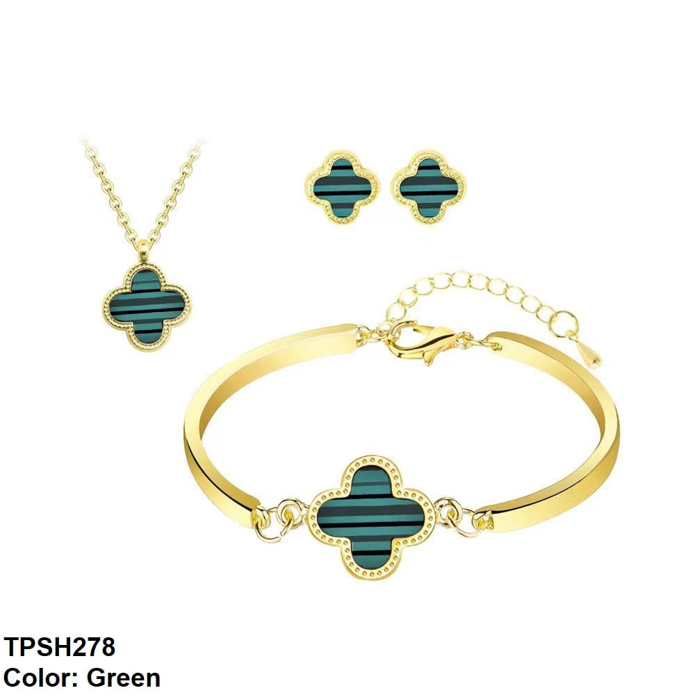 TPSH278 ZXS Painted Clover Pendant Set - CPSH